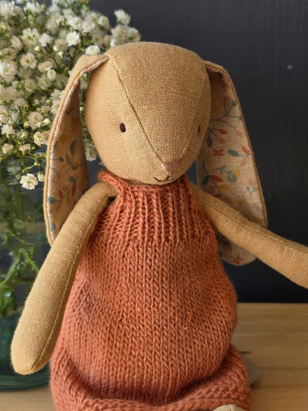 Maileg, Bunny, Size 2 - Cream Yellow - Knitted Dress