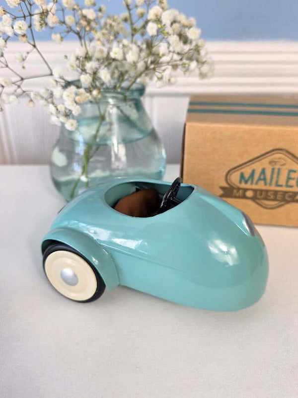 Maileg, Car Mouse - Light Blue