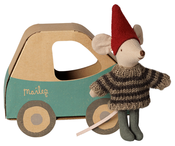 PRE-ORDER Maileg, Christmas Mouse, Little Brother in Car Box **DUE NOV**