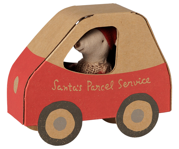 PRE-ORDER  Maileg, Christmas Mouse, Little Sister in Car Box **DUE NOV**