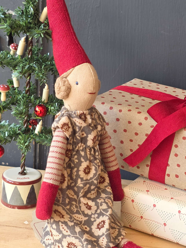 Maileg, Climbing Pixy, Girl -  Winter Mint Dress (Size 1)