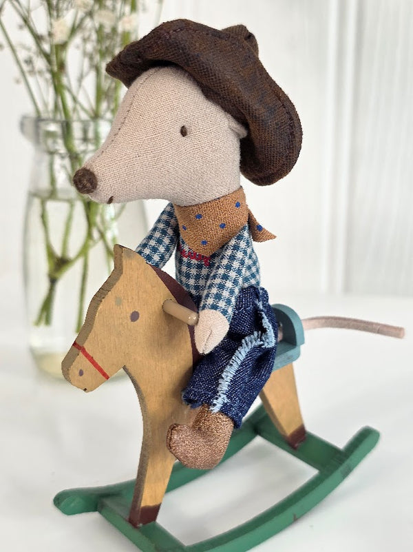 Maileg, Cowboy Mouse on Rocking Horse, Little Brother
