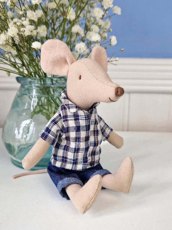 Maileg, Dad Mouse in Checked Shirt