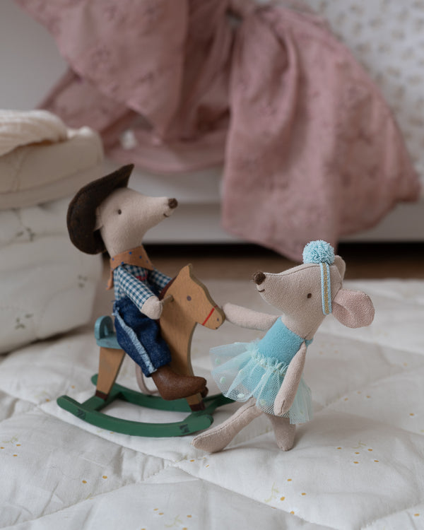 Maileg, Cowboy Mouse on Rocking Horse, Little Brother