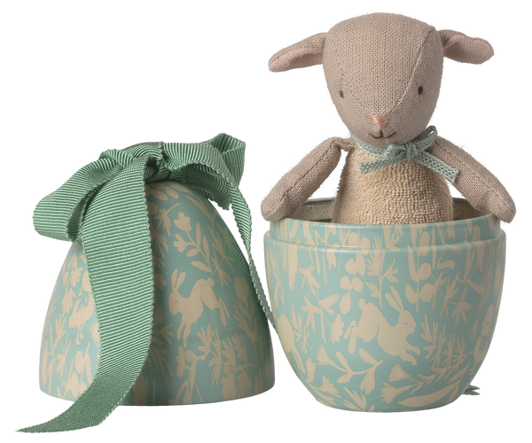 PRE-ORDER Maileg, Easter Egg with Micro Lamb, Small - Dusty mint **Due Late Feb**