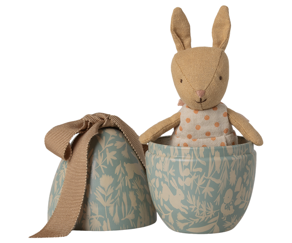 PRE-ORDER Maileg, Easter Egg with Micro Rabbit, Small - Dusty Blue **DUE END FEB**