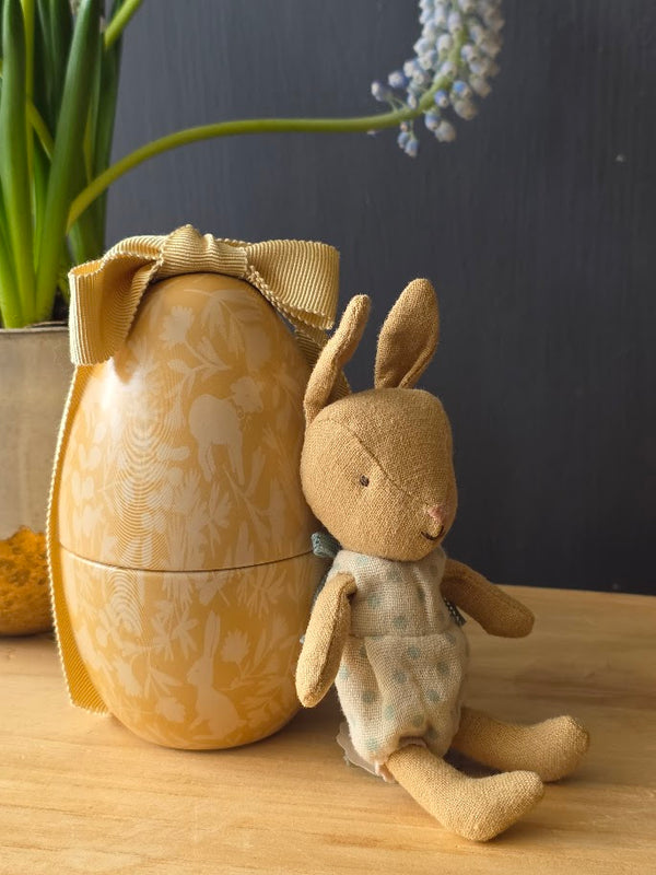 Maileg, Easter Egg with Micro Rabbit, Small - Cream yellow