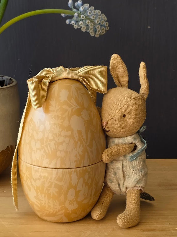 Maileg, Easter Egg with Micro Rabbit, Small - Cream yellow