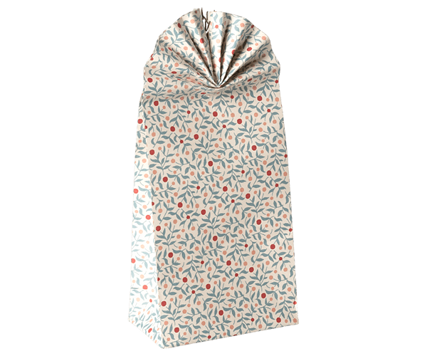 Maileg Gift Bag with Berry Branches in Dusty Blue Pattern - Micro Set of 5 for Pre-Order