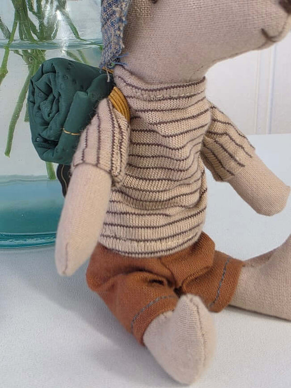 Maileg, Hank the Big Brother Hiking Mouse in Brown Top