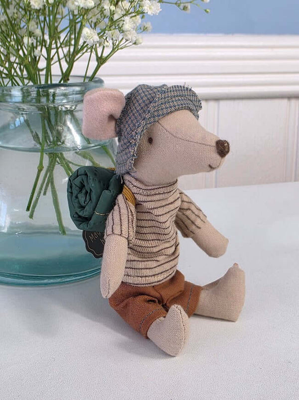 Maileg, Hank the Big Brother Hiking Mouse in Brown Top