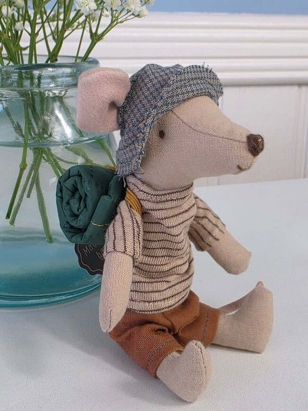 Maileg, Hank the Big Brother Hiking Mouse in Brown Top
