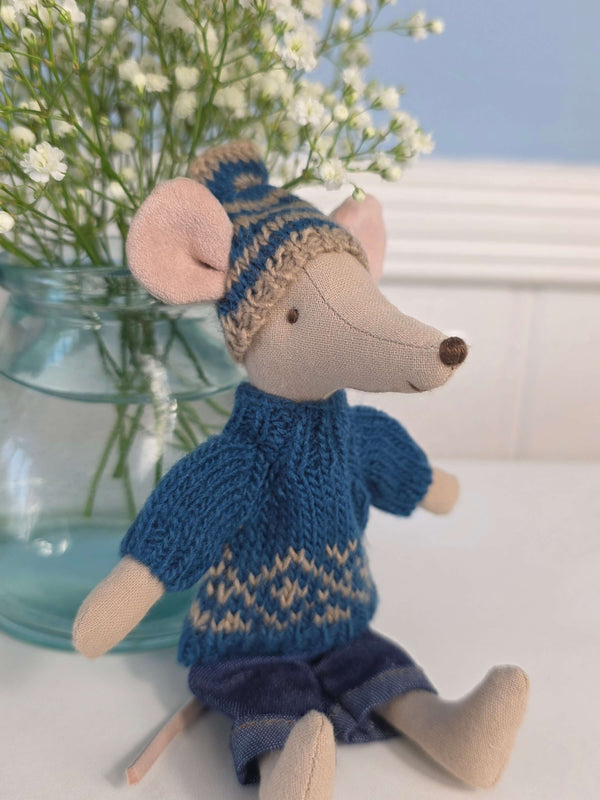 Maileg,  Knitted Sweater and Hat, Dad Mouse