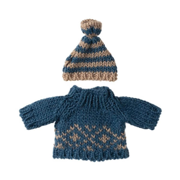 Maileg,  Knitted Sweater and Hat, Dad Mouse