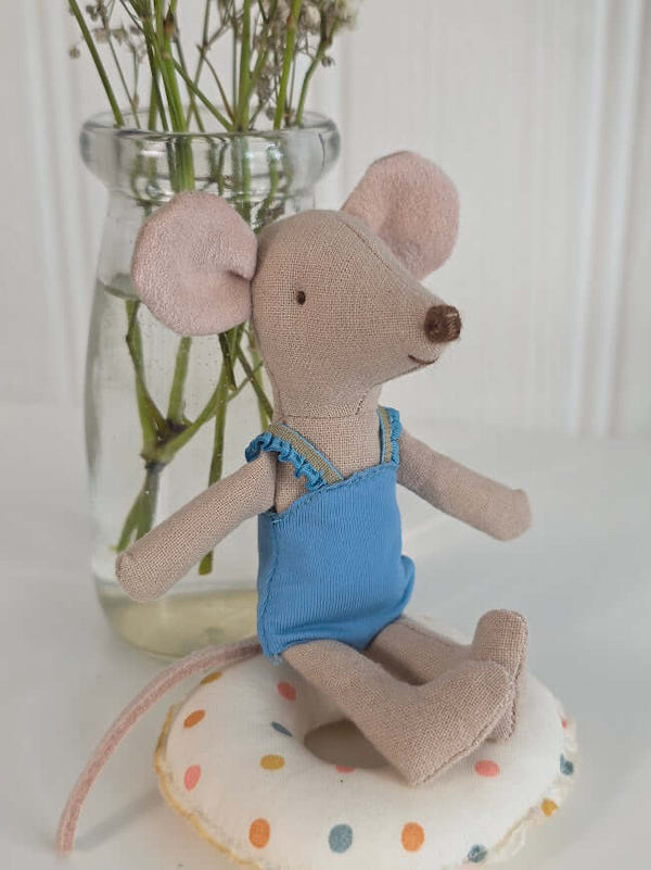 Maileg, Little Sister Beach Mouse with Float - Blue
