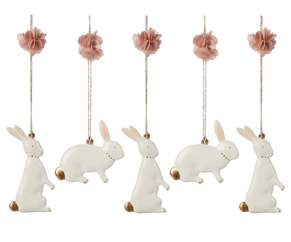 PRE-ORDER Maileg, Metal Ornaments, Easter Bunny, 5 pcs.**Due Late Feb**