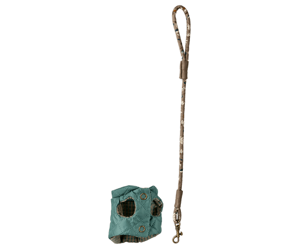 Maileg, Pet Supply, Harness and Leash - Dark Mint