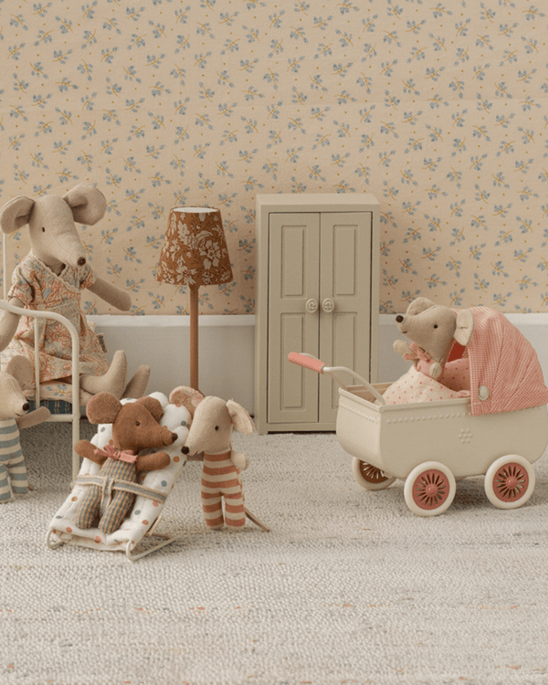 Maileg, Pram, Mouse - Coral