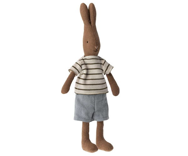 *Pre-Order* Maileg, Rabbit Size 1, Chocolate Brown - Striped Top & Shorts (Due May)