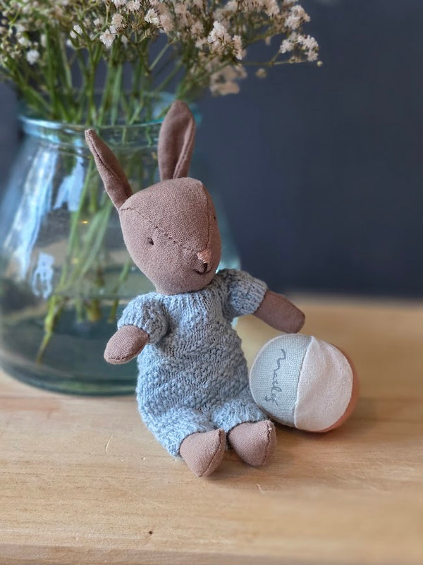 Maileg, Rabbit Set, Micro - Brown  Blue