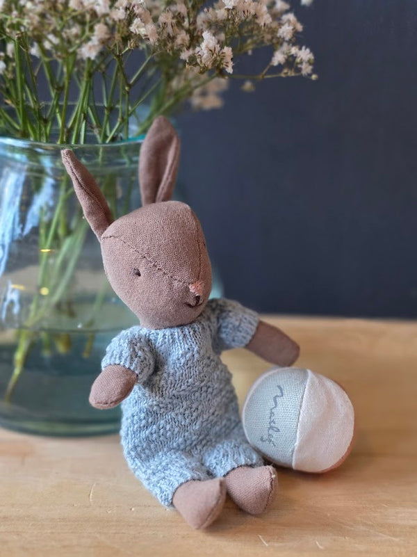 Maileg, Rabbit Set, Micro - Brown  Blue