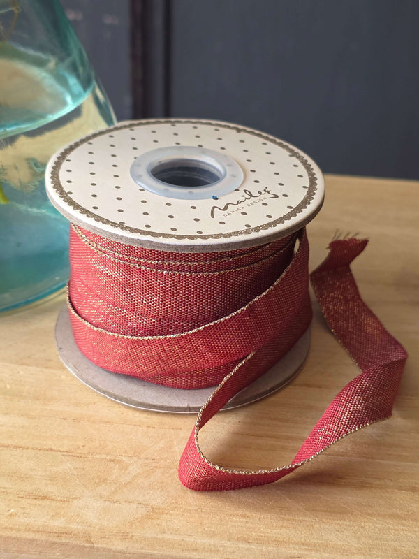 Maileg, Ribbon - Red/Gold (10 m)
