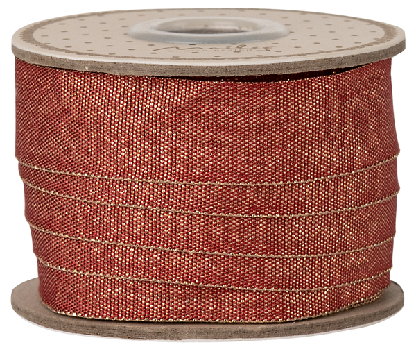 PRE-ORDER Maileg, Ribbon, Dusty Red/Gold 10M **DUE SEPT**