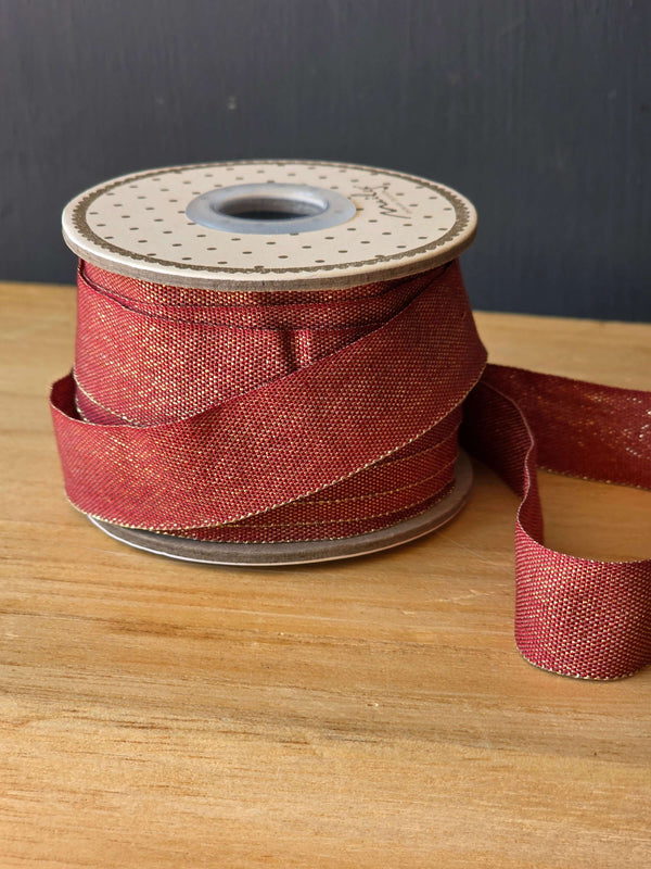 Maileg, Ribbon, Dusty Red/Gold 10M