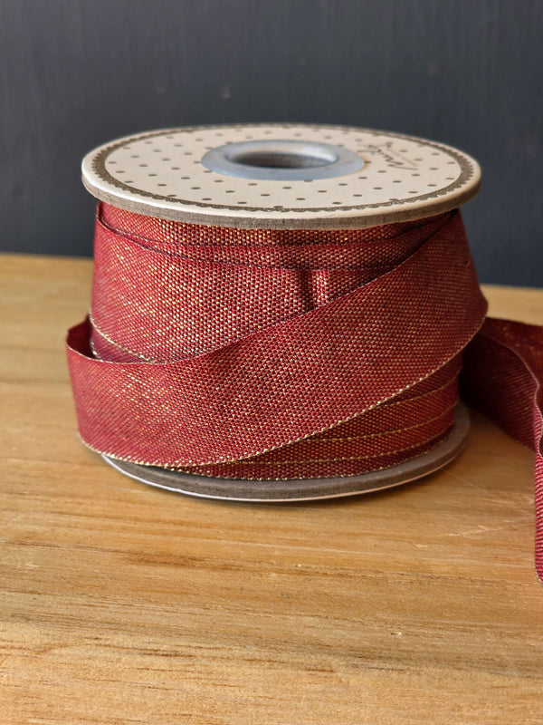 Maileg, Ribbon, Dusty Red/Gold 10M