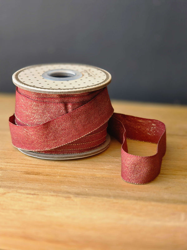 Maileg, Ribbon, Dusty Red/Gold 10M