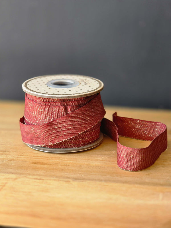 Maileg, Ribbon, Dusty Red/Gold 10M