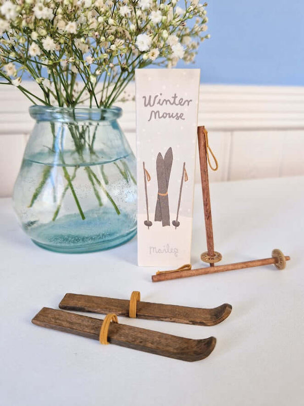 Maileg, Ski and Ski Poles, Mum & Dad Mouse