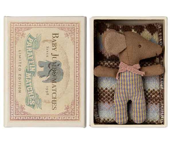 *Pre-Order* Maileg, Sleepy wakey Baby Mouse in Matchbox - Rose (Due April)