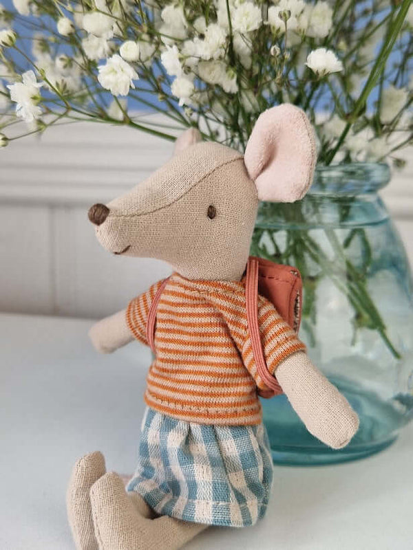 Maileg, Tricycle Mouse, Big Sister w Bag (Old Rose)