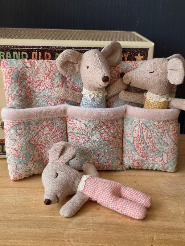 Maileg, Triplets, Baby Mice in Matchbox - Checker