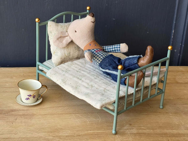 Maileg, Vintage Single Bed, Mouse - Mint