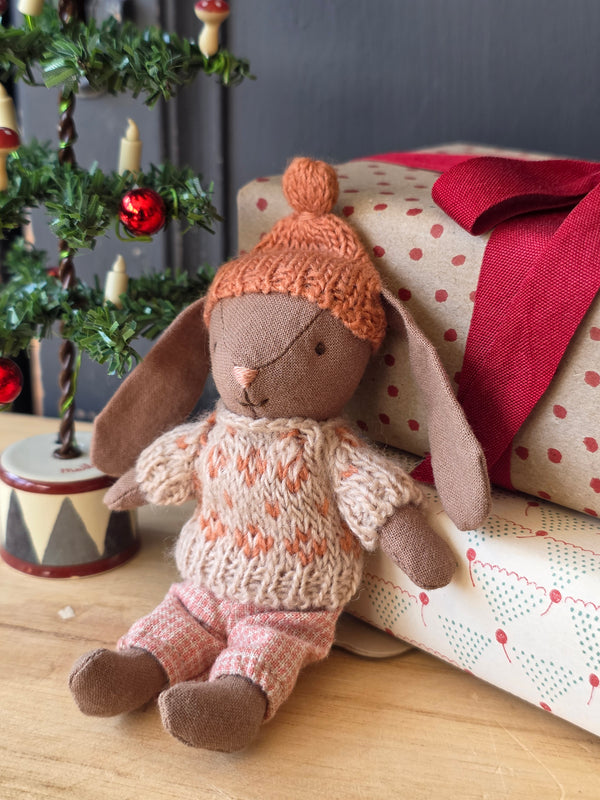 Maileg, Winter Bunny, Micro - Brown Rose