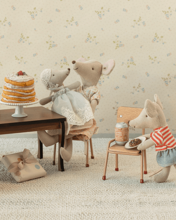 Maileg, Party Cake and Cake Stand, Mouse - Off white