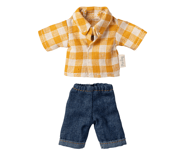 Maileg, Dad Mouse Mouse in Yellow Checked Shirt