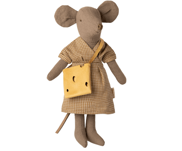 Maileg, Mum Mouse in Yellow Dress w Bag
