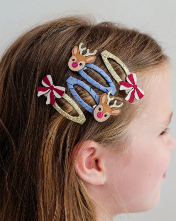 Mimi & Lula, Christmas Rudolph and Bow Hair Clips