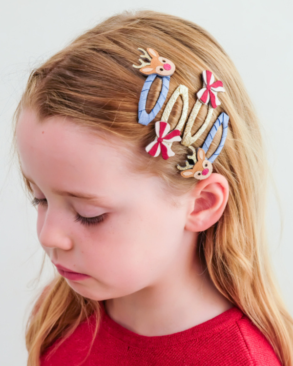 Mimi & Lula, Christmas Rudolph and Bow Hair Clips
