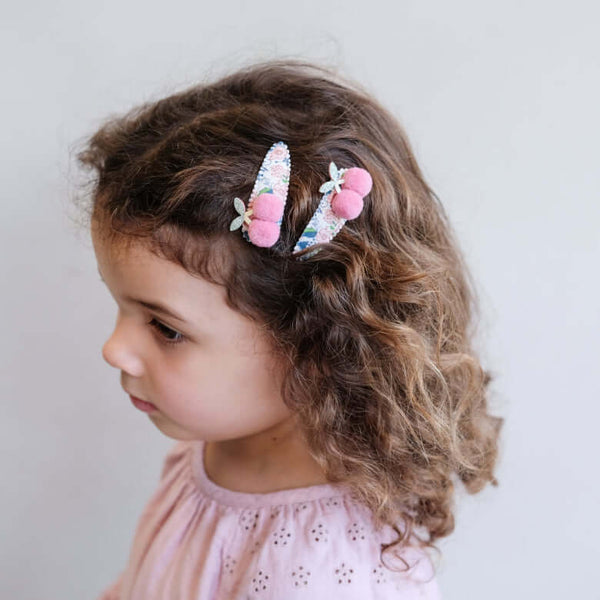 Mimi & Lula, Floral Pom Pom Cherries Clips