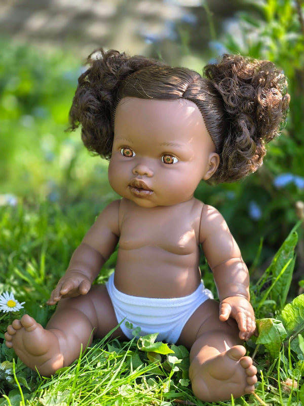 Mini Colettos, Jedda (African Girl Doll with Brown Eyes & Pigtails)