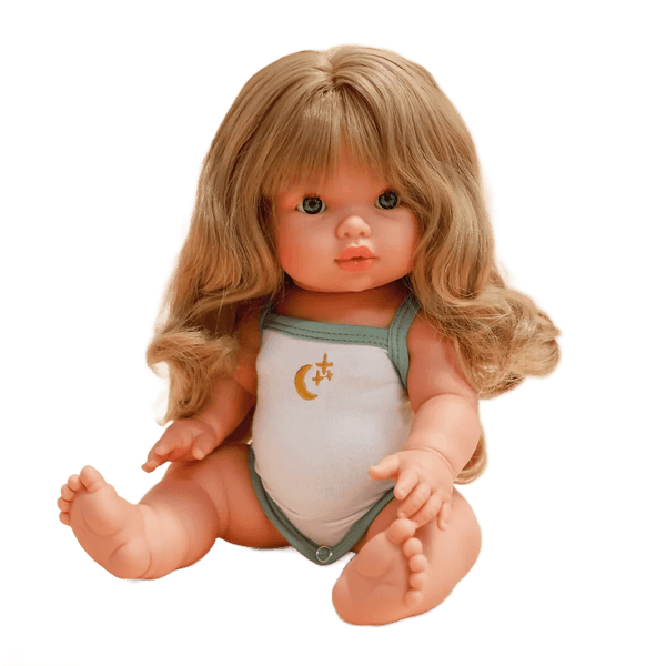 Mini Colettos, Lyla (Blonde Hair & Blue Eyes) 34cm handcrafted doll with blue eyes and blonde hair.