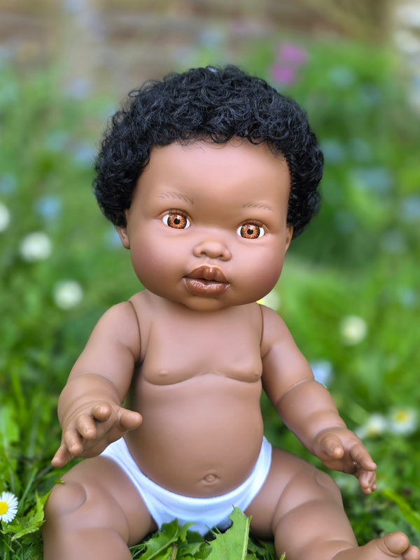 Mini Colettos, Satchel (African Boy Doll with Short Hair)