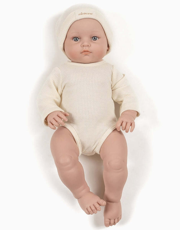 Minikane, Long-Sleeved bodysuit set and Honeycomb Hat (Cream)