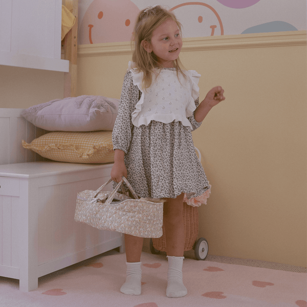 Olli Ella, Dinkum Dolls Quilted Carry Cot - Garden Floral