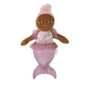 Dinky Dinkum Mila Mermaid doll with pink skirt and sparkly tail, perfect for imaginative play and treasure hunting.