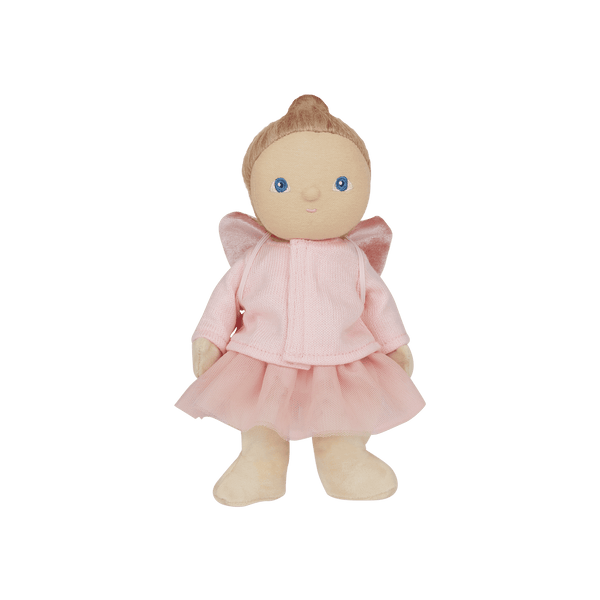 Olli Ella Dress Me Dinky Mia Melody doll with pink wings and tutu, perfect for imaginative play and dress-up adventures.